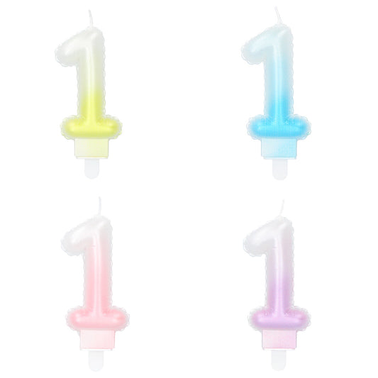 Bougie Chiffre 1 Dégradée - 4 Coloris pour Anniversaire