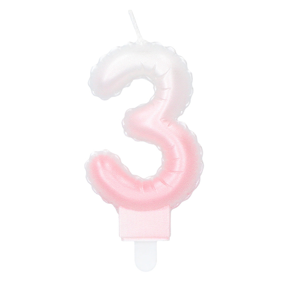 Bougie Chiffre 3 Pastel - Décoration Gâteau Anniversaire