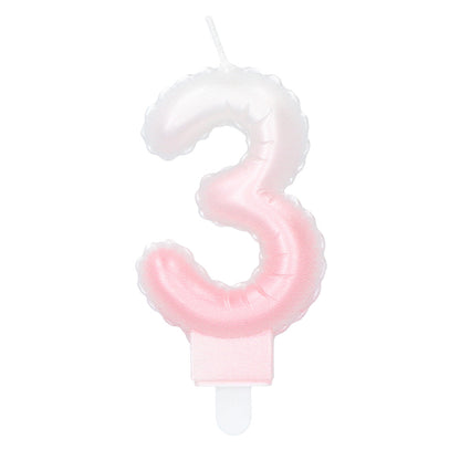 Bougie Chiffre 3 Pastel - Décoration Gâteau Anniversaire