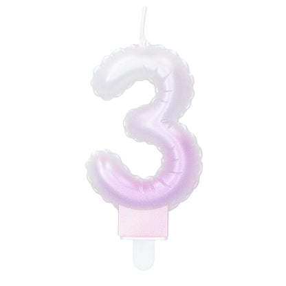 Bougie Chiffre 3 Pastel - Décoration Gâteau Anniversaire