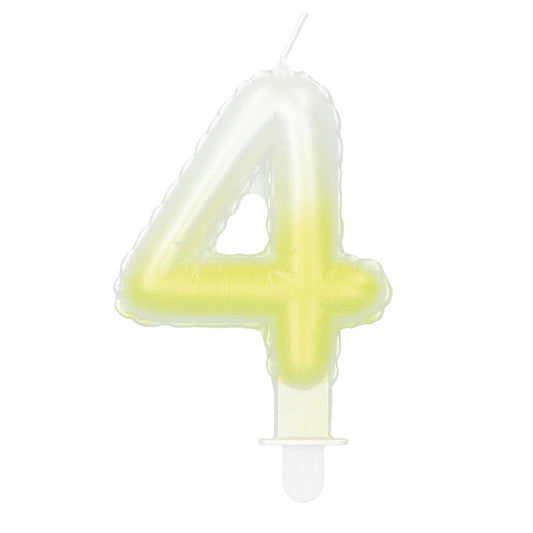 Bougie Chiffre 4 Colorée - Décoration Gâteau Anniversaire