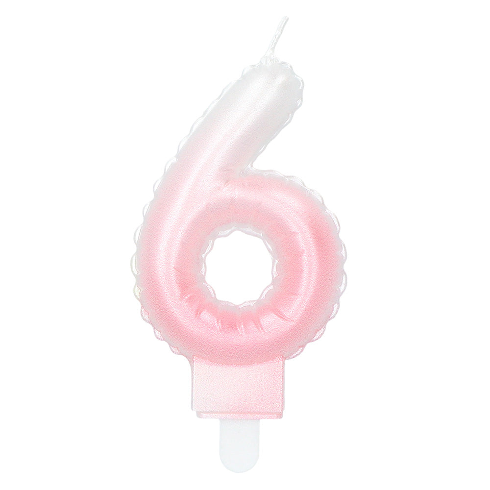 Bougie Chiffre 6 Pastel - Décoration Gâteau d'Anniversaire