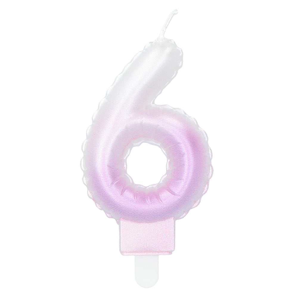 Bougie Chiffre 6 Pastel - Décoration Gâteau d'Anniversaire