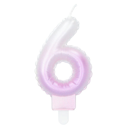 Bougie Chiffre 6 Pastel - Décoration Gâteau d'Anniversaire