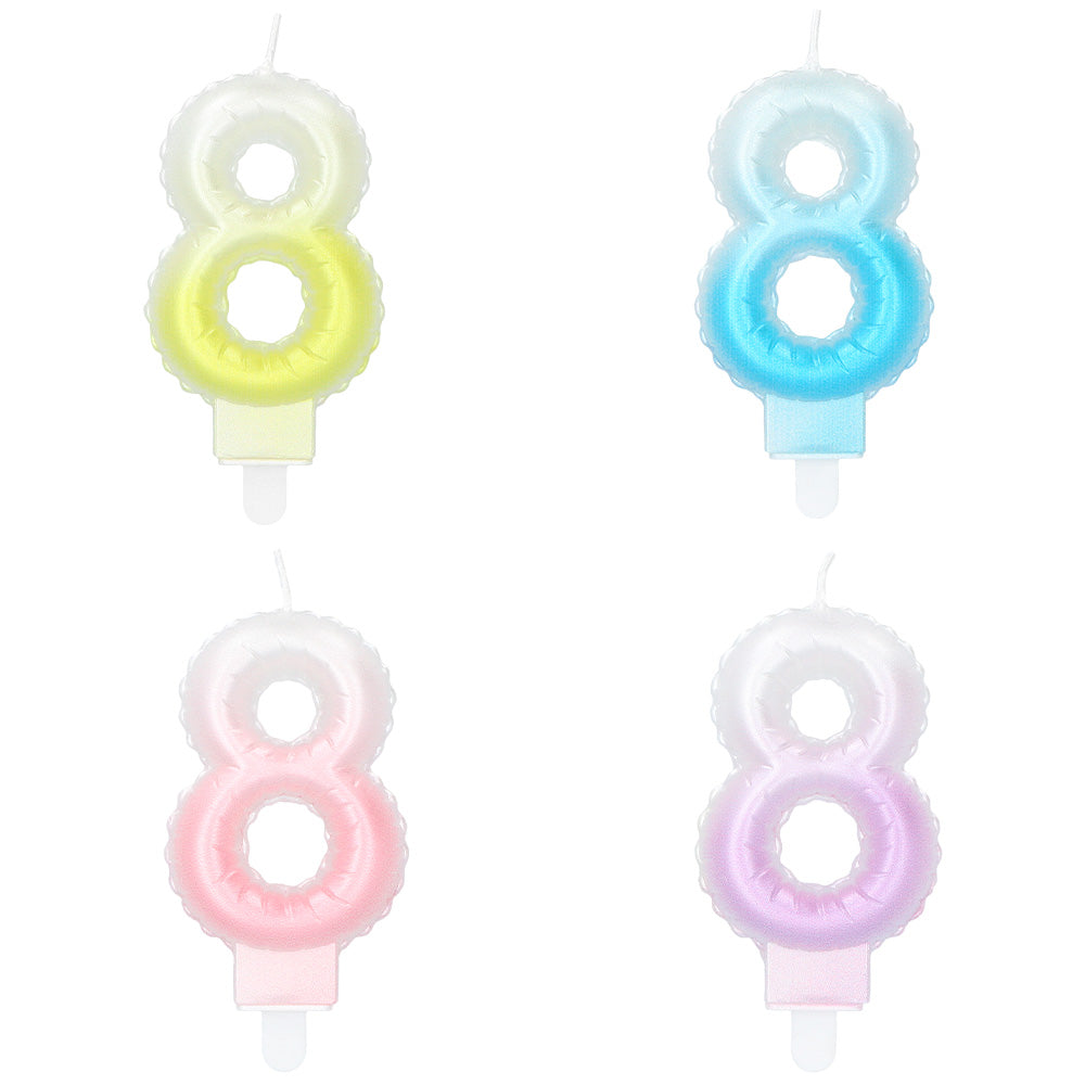 Bougies Chiffre 8 Colorées - Gâteau Anniversaire