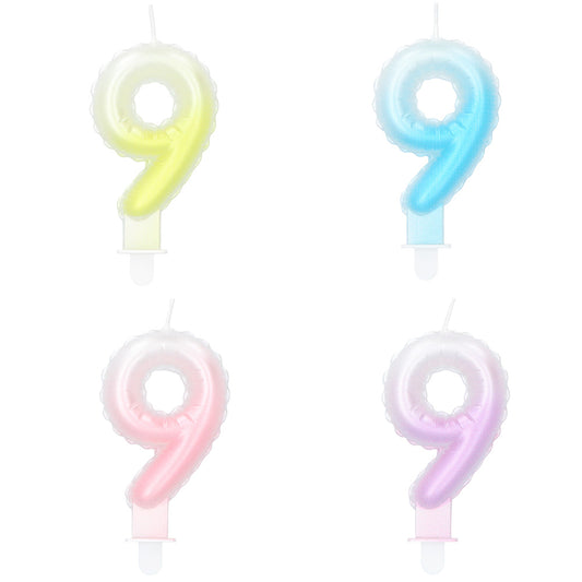 Bougie Chiffre 9 Colorée - Anniversaire et Fête