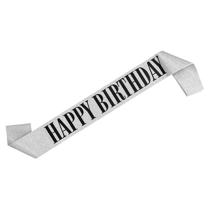 Écharpe Joyeux Anniversaire Paillettes Argent - Accessoire Fête