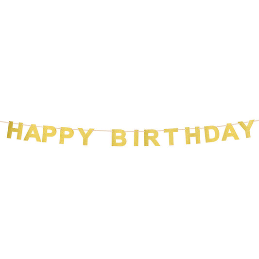Guirlande Happy Birthday Pailletée Dorée - Décoration Fête