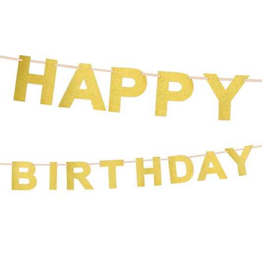 Guirlande Happy Birthday Pailletée Dorée - Décoration Fête