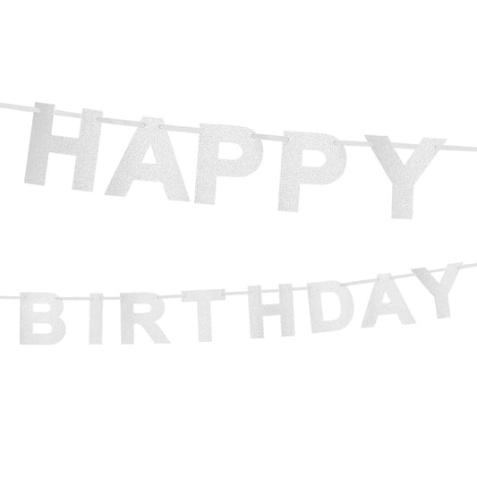 Guirlande Happy Birthday Pailletée Argent - Décoration Fête