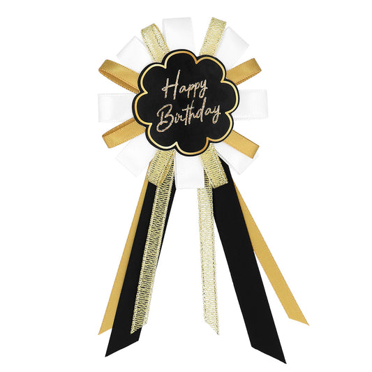 Broche Happy Birthday Luxe Or Noir & Blanc