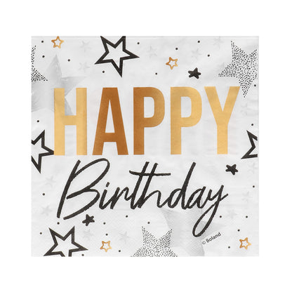 Kit Vaisselle Happy Birthday Étoiles Or - 7 pièces