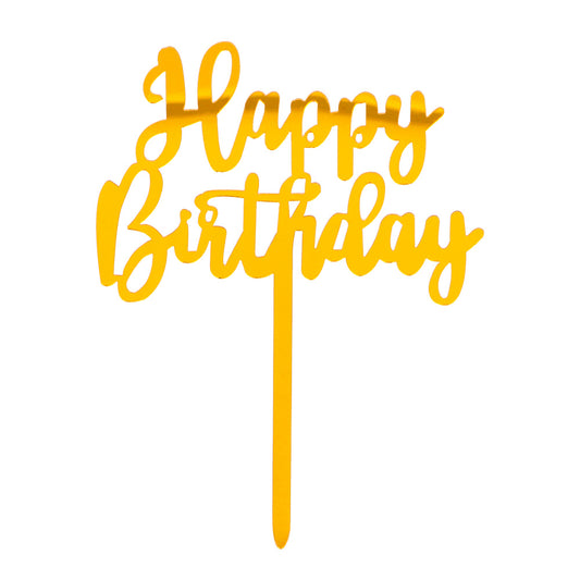 Cake Topper Happy Birthday Or - Décoration Gâteau Élégante