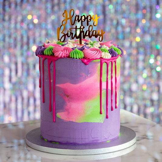 Cake Topper Happy Birthday Or - Décoration Gâteau Élégante