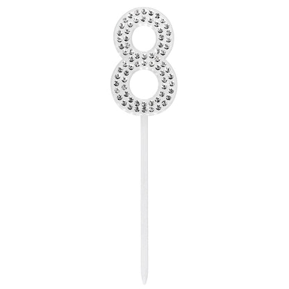 Bougie chiffre 8 pailletée argent - Décoration gâteau anniversaire