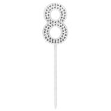 Bougie chiffre 8 pailletée argent - Décoration gâteau anniversaire