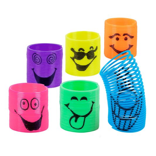 Ressorts Smiley colorés - Lot de 6 jouets rétro années 80