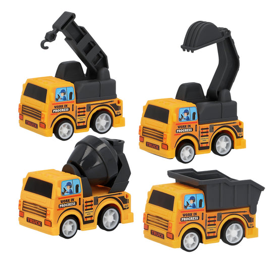 Set 4 Camions de Chantier Jouets avec Accessoires Mobiles