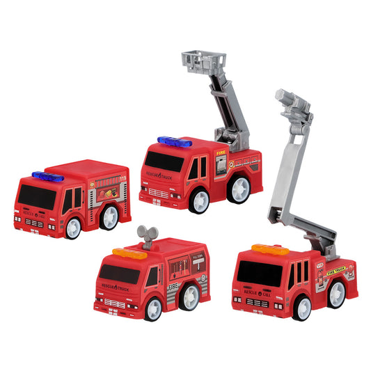 Ensemble 5 Camions de Pompiers Rescue Truck avec Accessoires