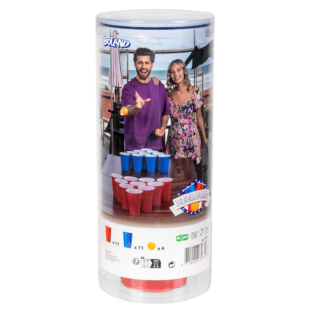 Jeu Beer Pong Américain 22 Gobelets + 4 Balles Ping-Pong