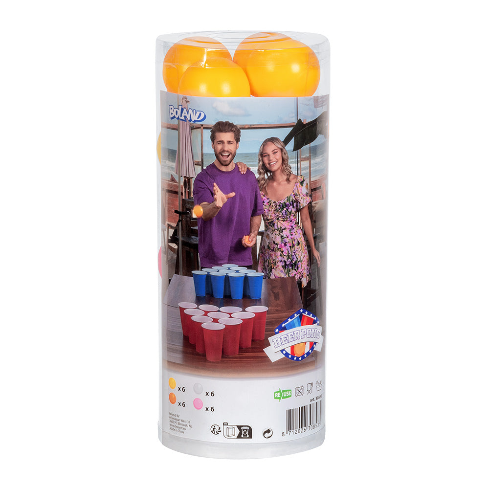 Jeu Beer Pong 24 Balles Colorées - Accessoire Fête Adulte