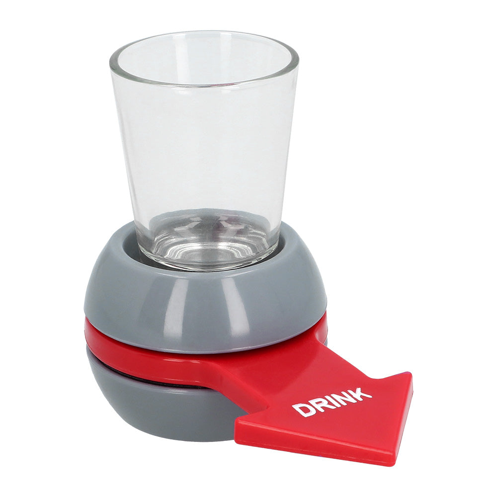 Spin the Shot - Verre Tournant avec Socle Gris et Rouge