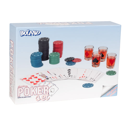 Coffret Poker à Boire 4en1 - Jeu Soirée Alcoolisé avec Verres