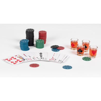 Coffret Poker à Boire 4en1 - Jeu Soirée Alcoolisé avec Verres