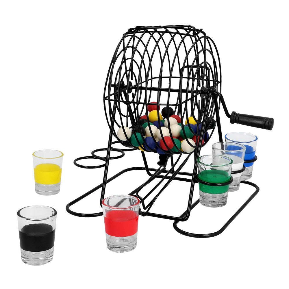 Bingo Shots - Jeu à boire avec cage et 48 boules colorées