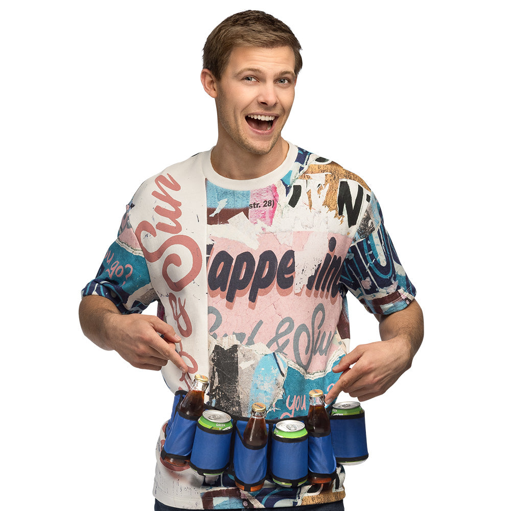 Ceinture à Bière 6 Porte-Canettes Bleue - Accessoire Fête Amusant