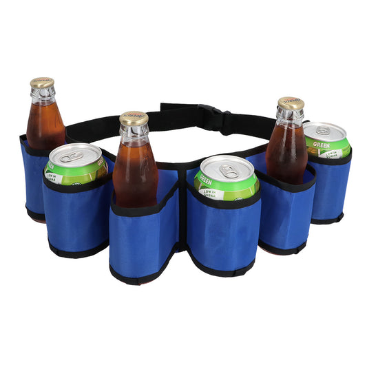 Ceinture à Bière 6 Porte-Canettes Bleue - Accessoire Fête Amusant