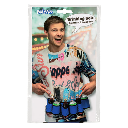 Ceinture à Bière 6 Porte-Canettes Bleue - Accessoire Fête Amusant