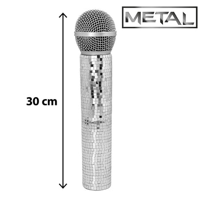 Microphone Disco Paillettes Argentées 30cm - Accessoire Fête