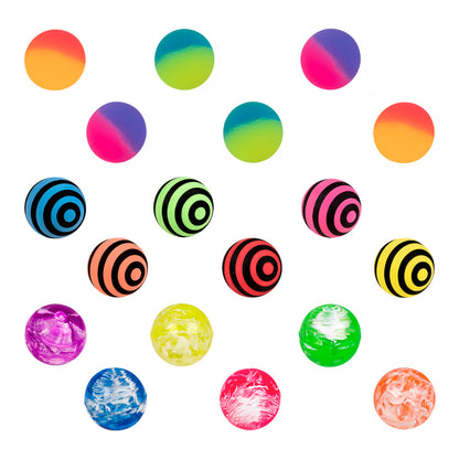 Lot de 18 Balles Colorées - Gradient et Rayures Neon pour Enfants