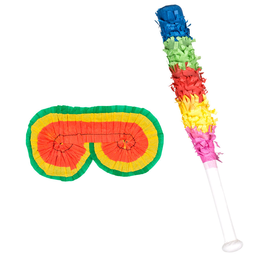 Accessoires Fête Arc-en-ciel - Masque Yeux & Bâton Piñata