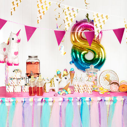 Piñata Licorne Blanche avec Crinière Arc-en-ciel - Fête