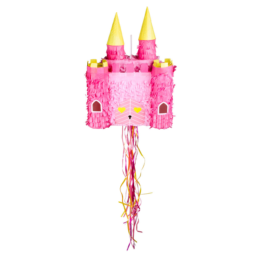 Piñata Château Rose avec Tours Jaunes - Décoration Fête
