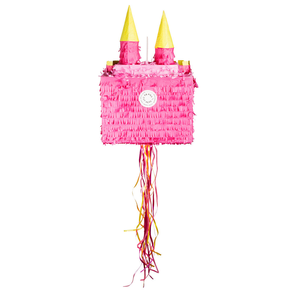 Piñata Château Rose avec Tours Jaunes - Décoration Fête