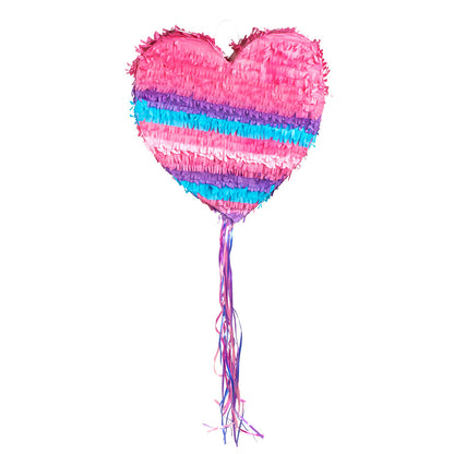 Pinata Cœur Multicolore Rayé Rose Cyan Violet