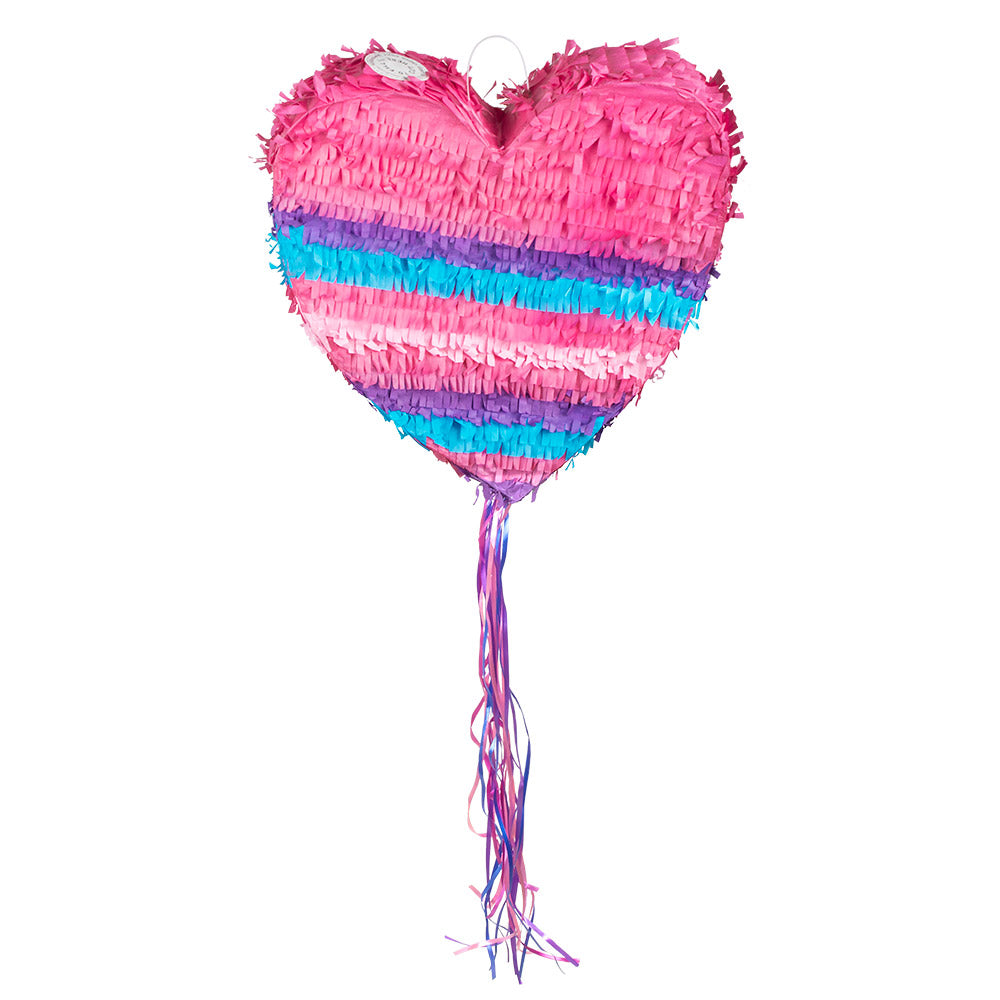 Pinata Cœur Multicolore Rayé Rose Cyan Violet