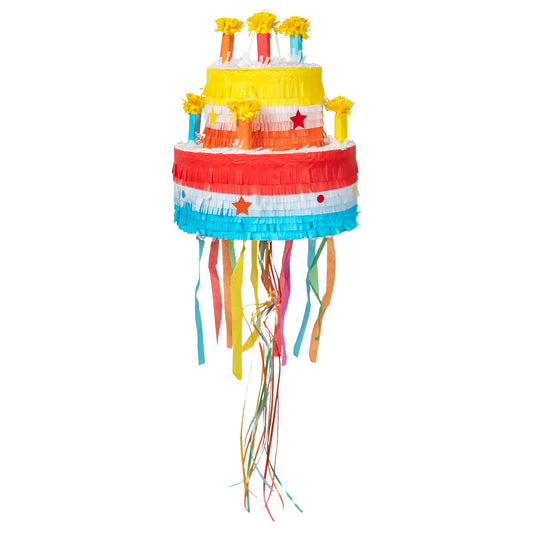 Piñata Gâteau Multicolore 3 Étages avec Décoration Fleurs