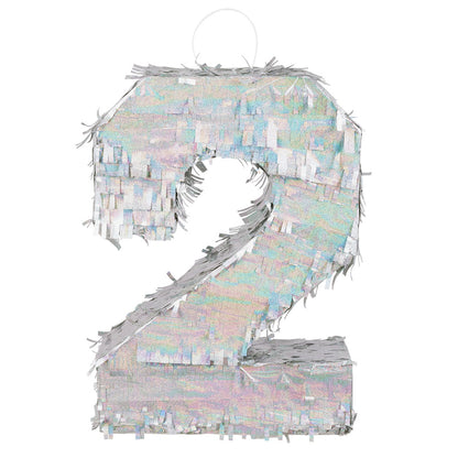 Piñata Numéro 2 Holographique avec Frangles - Accessoire Fête
