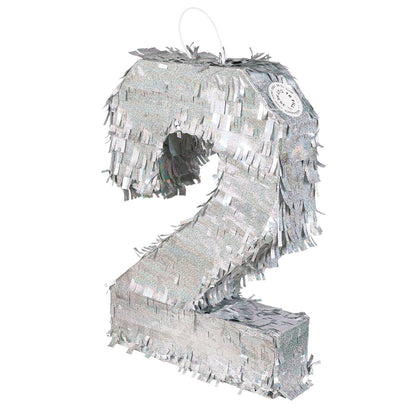 Piñata Numéro 2 Holographique avec Frangles - Accessoire Fête