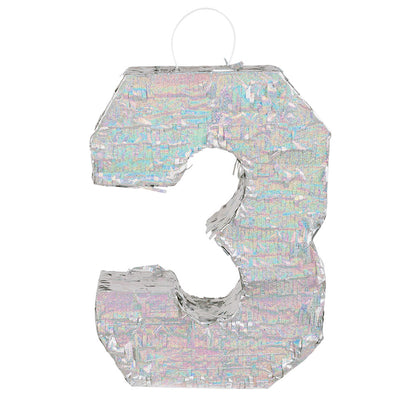 Piñata Chiffre 3 Holographique - Accessoire Fête Anniversaire