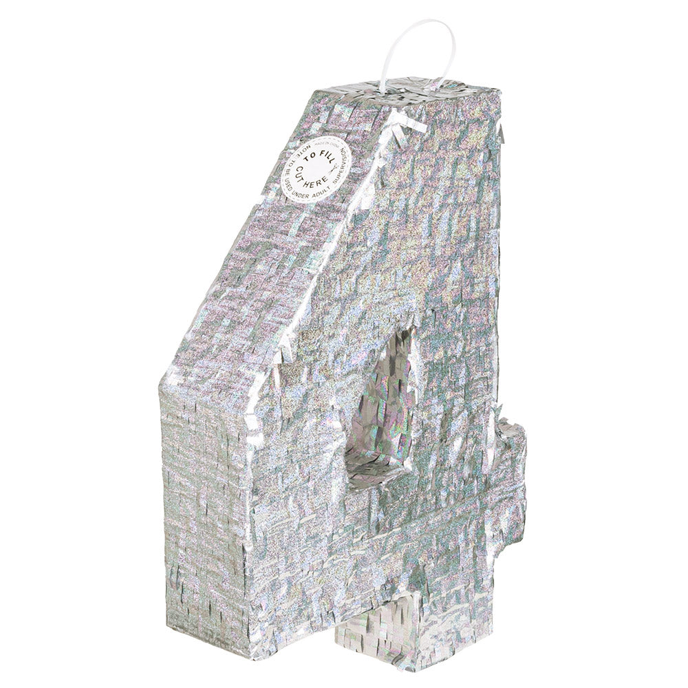 Piñata Chiffre 4 Holographique - Accessoire Fête Enfant