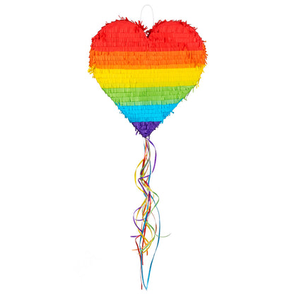 Piñata Cœur Arc-en-ciel avec Cordes - Decoration Fête