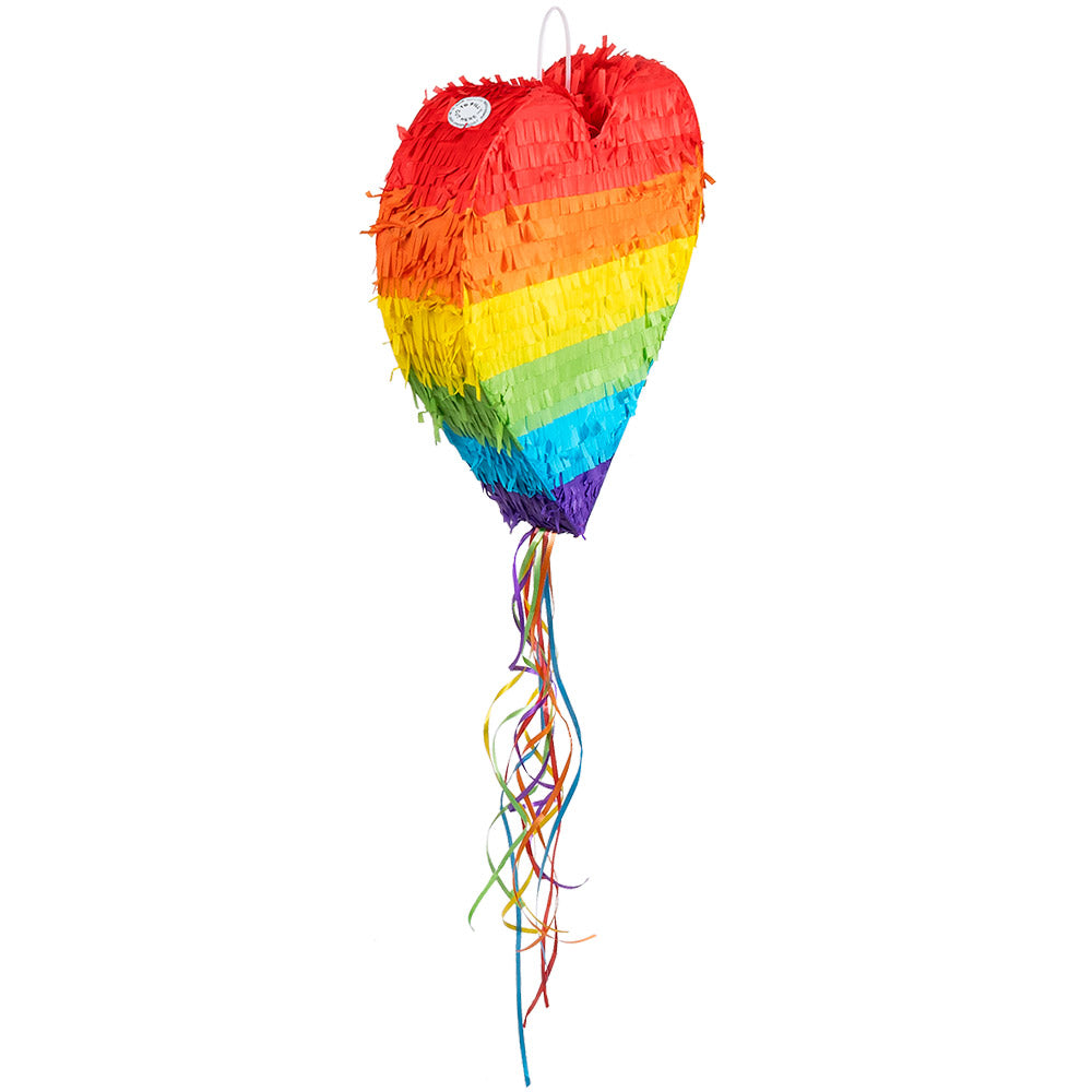 Piñata Cœur Arc-en-ciel avec Cordes - Decoration Fête