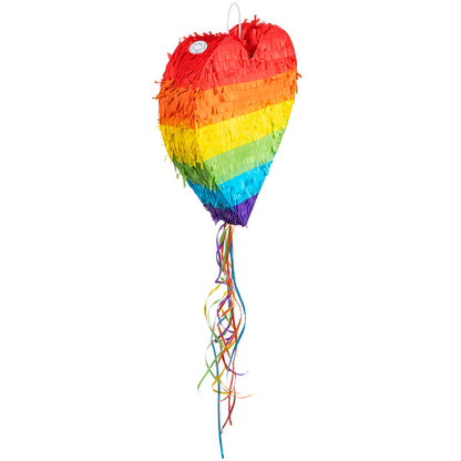 Piñata Cœur Arc-en-ciel avec Cordes - Decoration Fête