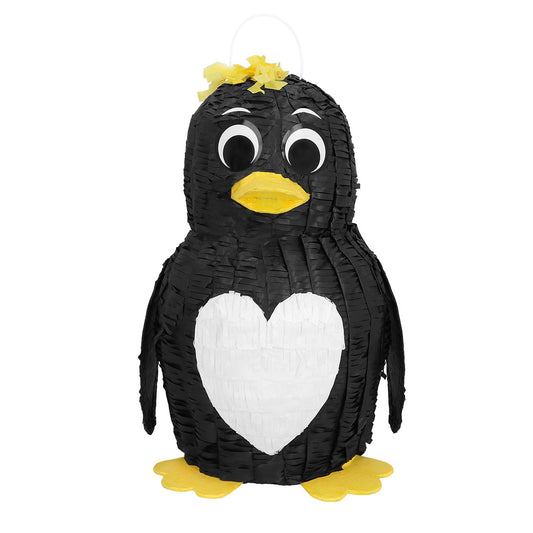Pinata Manchot Noir - Décoration Fête 37cm Cœur Blanc