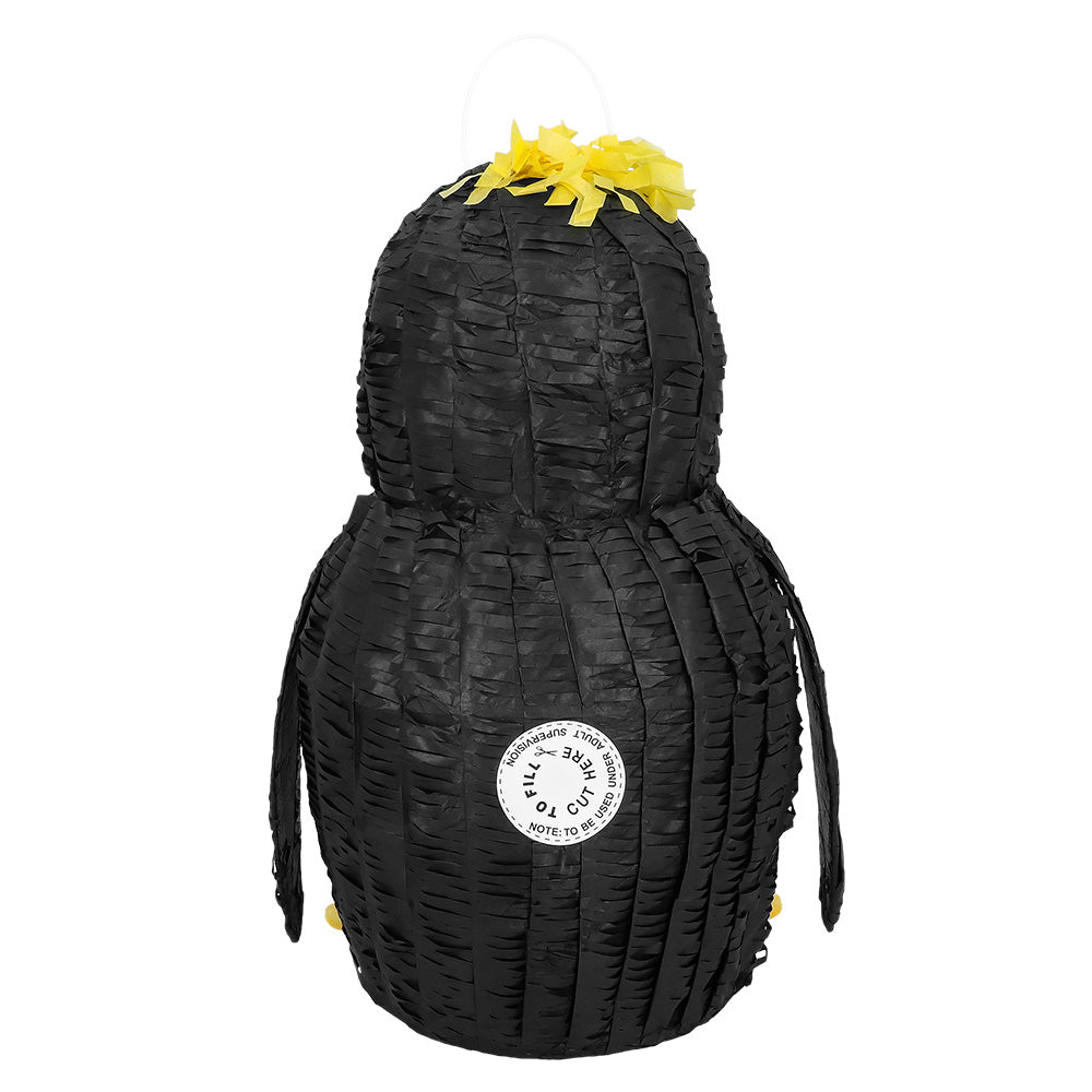 Pinata Manchot Noir - Décoration Fête 37cm Cœur Blanc